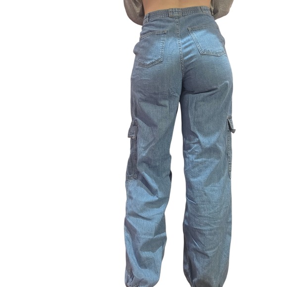Jonathan Simkhai Calista Denim Cargo Pants Vatia Blue Cotton High Rise Calista - Picture 7 of 7